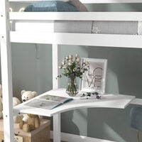 Loft Beds for Childrens, 3 Ft Single Sleeper Frame with Desk for Kids 90X190 cm White