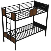3ft Single Bunk Bed, 90 x 190 cm Metal Bed Frame, High Sleeper Bedstead with Slat and full-wrapped Guardrail, for Teenagers Adults