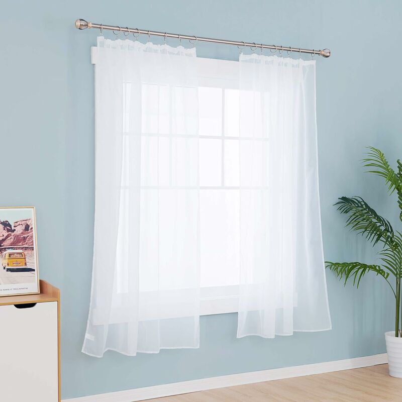 Deconovo Tende Soggiorno Moderne Trasparenti in Voile 2 Pezzi 132x160 cm  (LxA) - Bianco