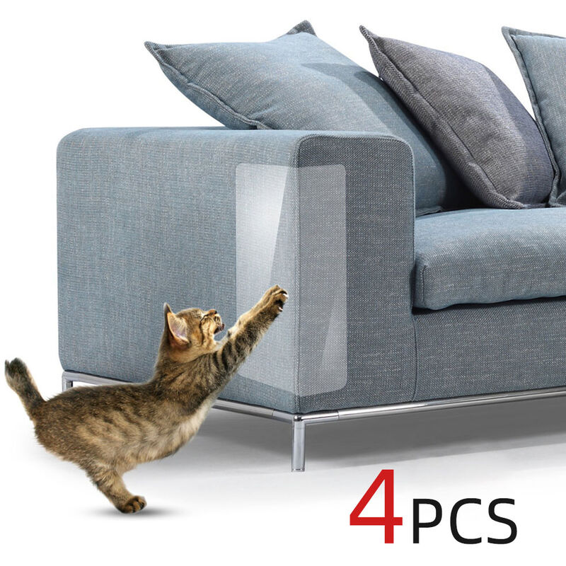 4 Stickers Transparent PVC Protection Canapé Meubles Contre Chats Griffures Auto-adhésives Ensemble Epingle pour Sofa Table 