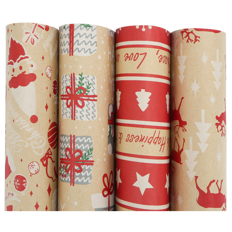 EINFEBEN Papier cadeau 24 rouleaux 50 x 70 cm Rouleau cadeau papier de Noël  Motif bronzant Noël 24 rouleaux pour toutes occasions