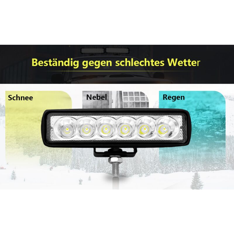 10x 18W 1620LM Lampe de travail 6 LED barre de phares antibrouillard pour  camion voiture tout-terrain moto