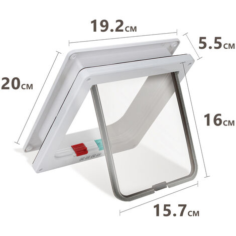 Chatière 4 voies Cat Door Porte pour animaux domestiques Chatière pour chiens Système de porte pour chats L 23,5 x 25 cm