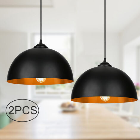 2x Suspension Luminaire LED Suspendues Abat-jour Noir Et Or Suspension Eclairage 96133673
