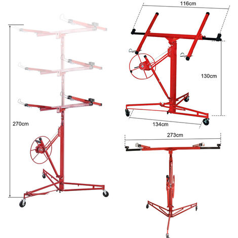 Lève-Plaque Pliable IKODM XXL - Pour Plaques De Placo, Réglable 140-350cm, Charge 68kg - Outil BTP