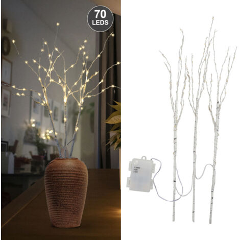 Branches De Pin Lumineuses Noël - Décoration Verte Artificielle Avec Lumières - 5 Branches 41 Cm - Piles AA - Pour Fêtes & Maison