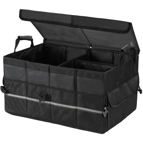 Organisateur De Coffre Voiture ELAYARD - Bac Rangement Automobile Pliable Multifonction Gris Foncé - Pratique Et Élégant
