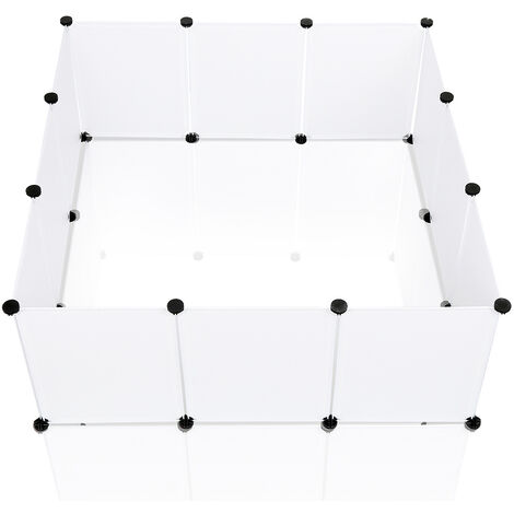 EINFEBEN Enclos Cage 12Pcs 35x45cm Parc pour petits animaux Clôture modulaire DIY Clôture assemblage facile Blanc
