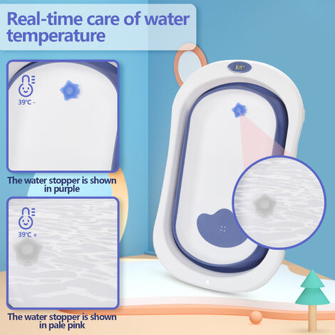 Baignoire Pliable Pour Bébé - Avec Bouchon de Vidange & Affichage