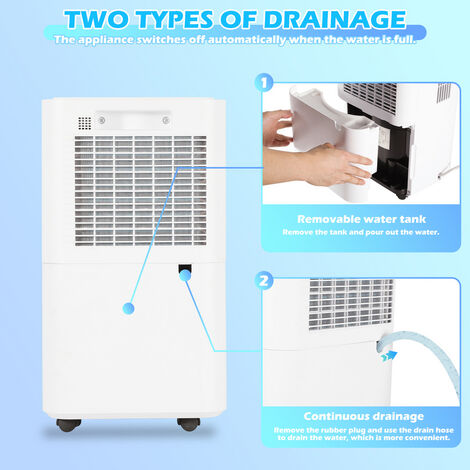 EINFEBEN Déshumidificateur d'air - 16 L / jour, réservoir de 2L, jusqu'à 25 m², électrique, séchage du linge, minuterie, mode auto