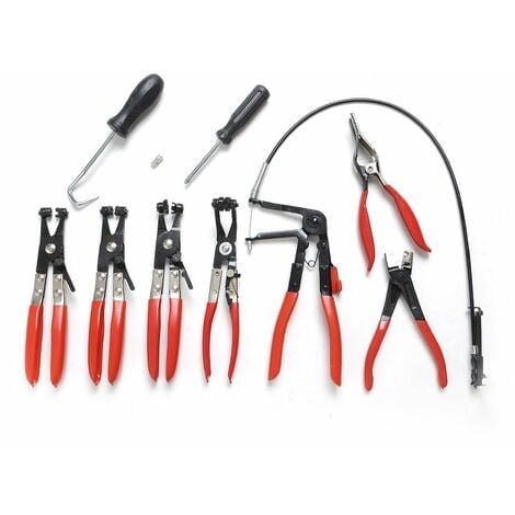 Pince pour colliers de serrage Tuyaux Set Pince à colliers Durits 11 pcs. Outil Automobile