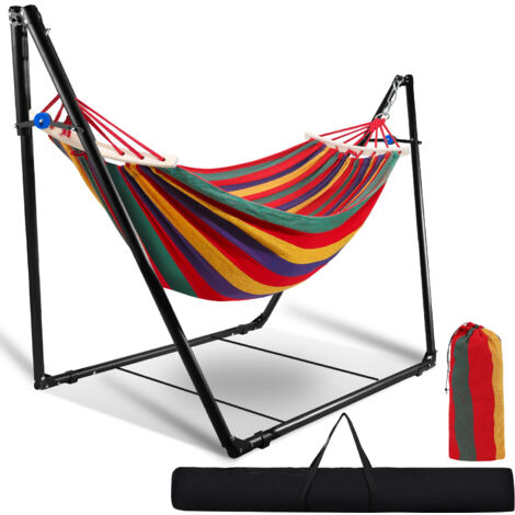 RELAX4LIFE Support Fauteuil Suspendu En Acier Noir 150kg - 112x79x205cm