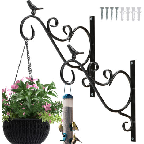 Lot De 3 Paniers Suspendus Métal Noir - Support Rond Pour Pot De Fleurs, Balcon, Terrasse, Clôture - Design Élégant