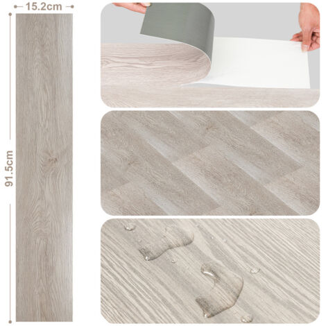 EINFEBEN Revêtement de Sol Adhésif PVC Vinyle 14 Pièces 1,95 m² Chêne Naturel Clair Mat