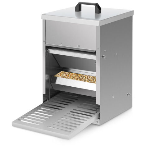 Distributeur Automatique De Nourriture Pour Poules 5 Kg - Acier Galvanisé, Anti-pluie Et Anti-nuisibles