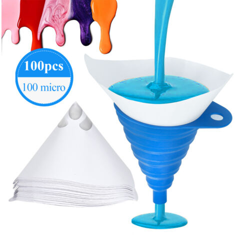 Lot De 100 Filtres Jetables En Papier Avec 1 Entonnoir En Silicone Filtre En Resine Avec Maille Fine En Nylon Pour Automobile Pistolets Pulverisate 96550780