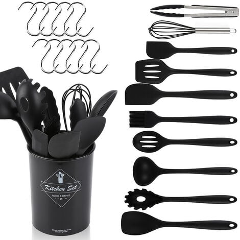 EINFEBEN Ustensile de Cuisine en Silicone avec Support, Outils de Gadget Résistant à la Chaleur Antiadhésif Non Rayures sans BPA - 12 Pcs