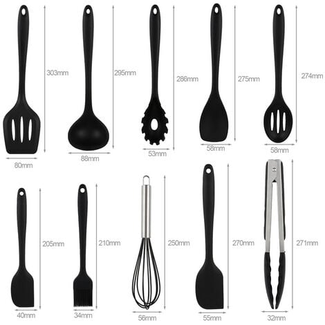 EINFEBEN Ustensile de Cuisine en Silicone avec Support, Outils de Gadget Résistant à la Chaleur Antiadhésif Non Rayures sans BPA - 12 Pcs