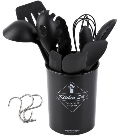EINFEBEN Ustensile de Cuisine en Silicone avec Support, Outils de Gadget Résistant à la Chaleur Antiadhésif Non Rayures sans BPA - 12 Pcs