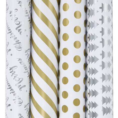 Papier Cadeau 200x70cm - 5 Rouleaux | Mélange De 5 Motifs