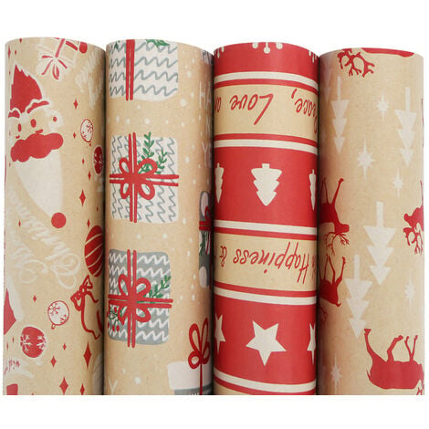 SWANEW Papier cadeau 24 rouleaux 50 x 70 cm Rouleau cadeau papier de Noël  Motif bronzant
