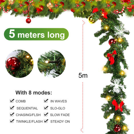 2 Pièces Guirlande Noel Baies Rouges, Guirlande Sapin Noël Artificielle Guirlande D'hiver Houx