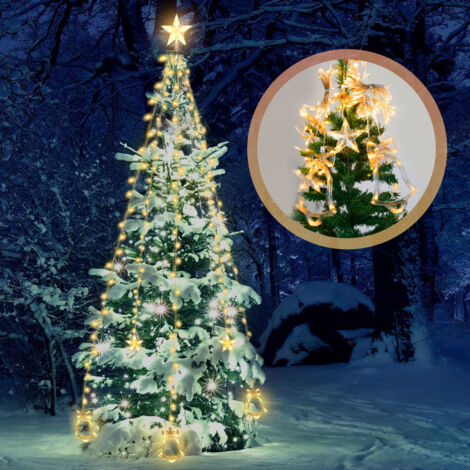 Sapin De Noël Artificiel 210 Cm Avec LEDs - 1200 Branches, 400 Lumières Blanc Chaud, 8 Modes, Support Métal