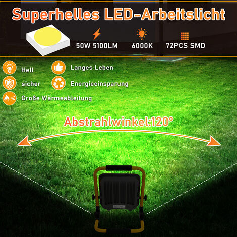 EINFEBEN Projecteur LED avec trépied IP66 projecteur projecteur extérieur lampe de jardin 50W