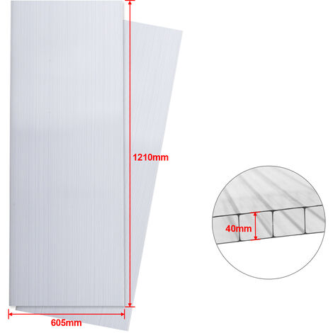 10 Plaques Alvéolaires En Polycarbonate 4 Mm - Pour Serre, Abri De Jardin, Pergola | Panneaux Résistants Aux UV Et Aux Chocs, Facile à Découper