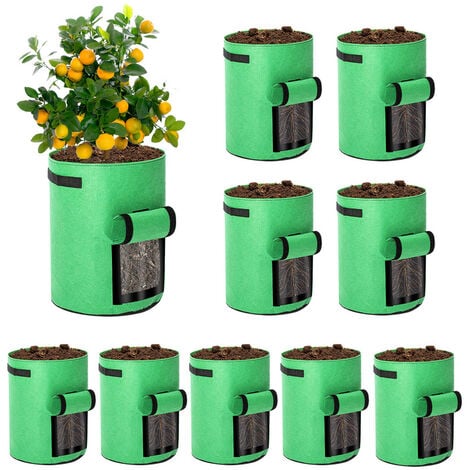 Einfeben Pcs Sac Plantes Sac De Plantation Avec Poign Es Kit De Jardini Re Gallons Sac