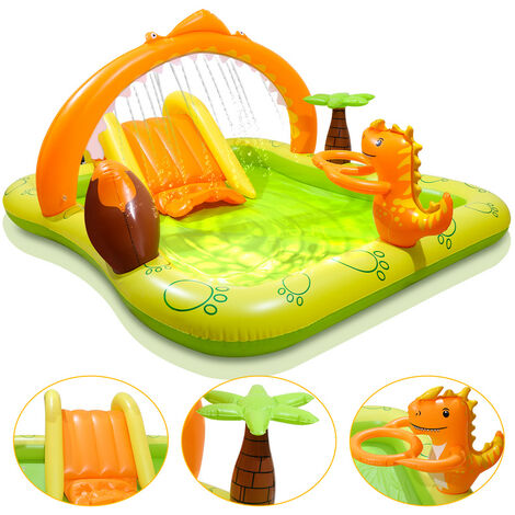 Piscine gonflable Enfant Aire De Jeux aquatique Dinosaure 246x193x110cm