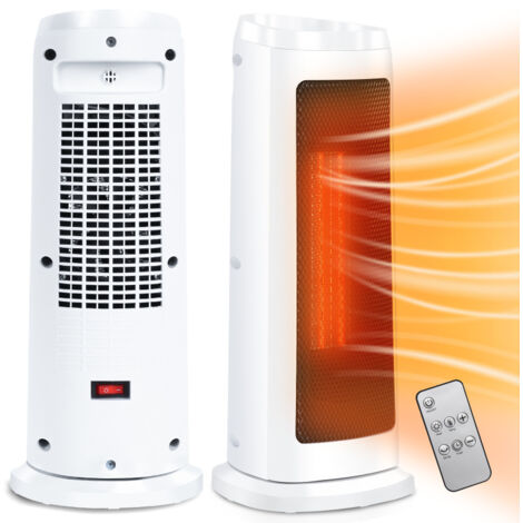 Aérotherme Mural Électrique Avec Télécommande - PTC Céramique 600W, Thermostat 15-32°C, Minuterie 1-12H
