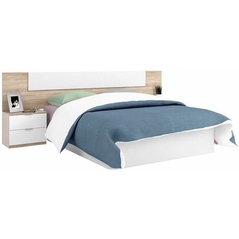 Chambre double Alaya, tête de lit avec deux tables d'appoint 247 cm (largeur) x 95 cm (hauteur) x 38 cm (profondeur)