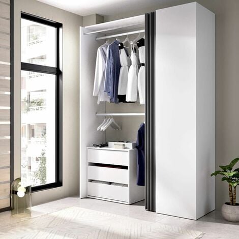 Dressing Suit avec 1 porte et rideau blanc Blanc 140,8 x 205 x 52 cm