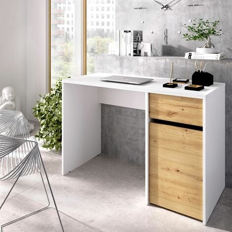 Bureau Bali blanc avec 1 tiroir et 1 porte Blanc - Nordique 110,3 x 74,2 x 50,2 cm