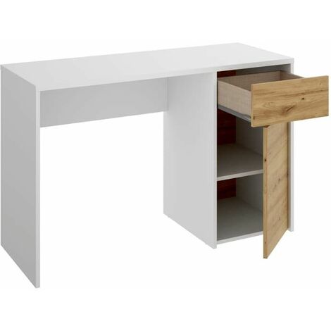 Bureau Bali blanc avec 1 tiroir et 1 porte Blanc - Nordique 110,3 x 74,2 x 50,2 cm