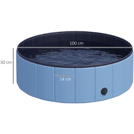 Piscine pour chien bassin PVC pliable anti-glissant facile à nettoyer diamètre 100 cm hauteur 30 cm bleu