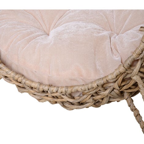 PawHut Panier chat lit chat cosy grand confort dim. Ø 52 x 58H cm coussin moelleux inclus résine tressée imitation rotin beige