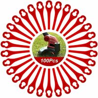 Lot de 100 lames de rechange en plastique pour tondeuses à gazon Edger Lames de rechange pour tondeuses à gazon sans fil pour pelouse de jardin Grand trou 10 mm, petit trou 5 mm (rouge)
