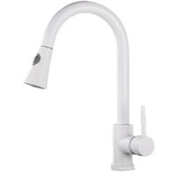 Robinet de cuisine extractible chaud et froid muet blanc télescopique rotatif lavabo évier robinet sans tuyau chaud et froid (blanc muet)