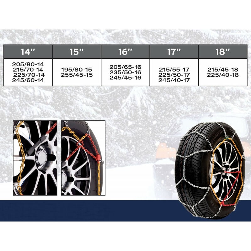 Chaines neige manuelle 9mm 215/55 R17 - 215 55 17 - 215 55 R17