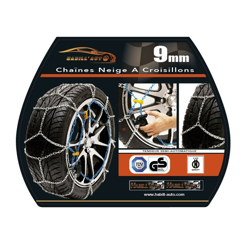 Chaine à neige pneu 175/65R14 montage rapide acier 9mm