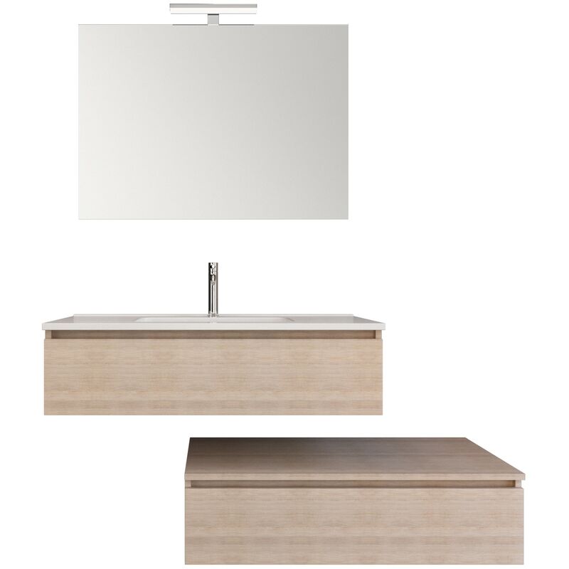 Mobile bagno sospeso 120 rovere trance chiaro con lavabo DUO-754C