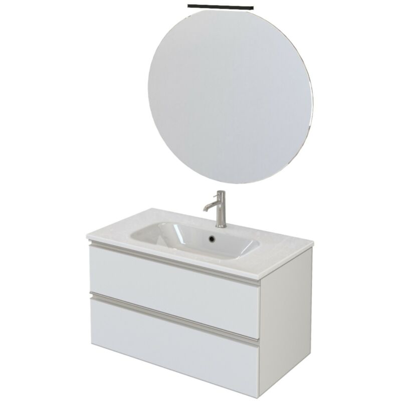 Mobile bagno sospeso 80cm con specchio bianco opaco dubon