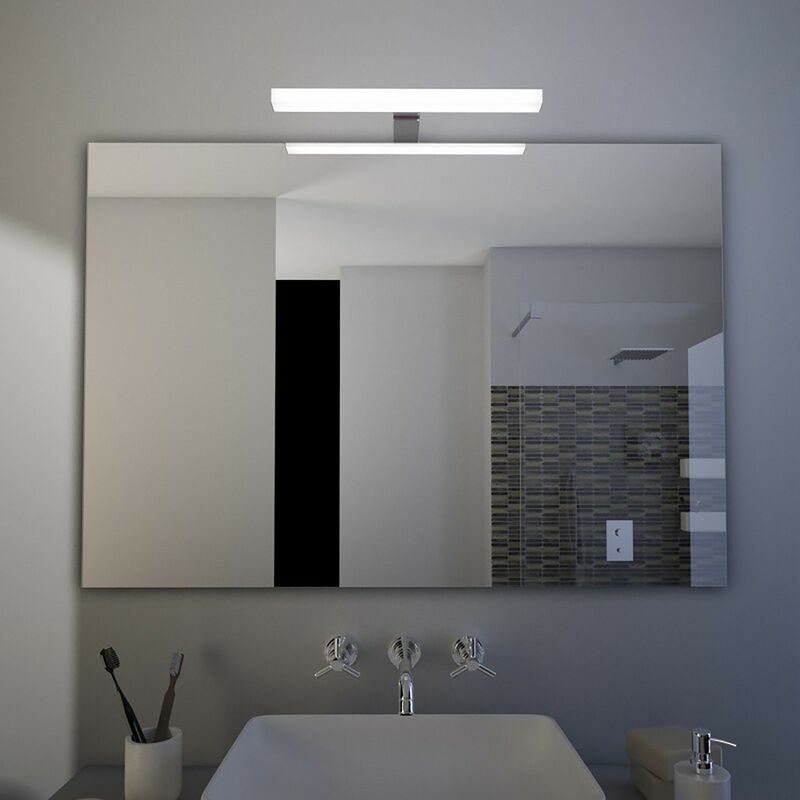 Specchio bagno con lampada rettangolare reversibile cebu, seleziona misura  70x80