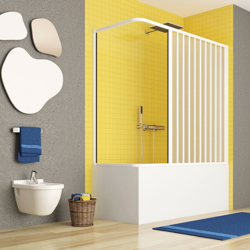 Rollplast BGAL1CONCC28150 Box Vasca a Soffietto Due Ante con Apertura angolare Bianco in PVC Dim.70 x 150 x H 150 cm Lati 