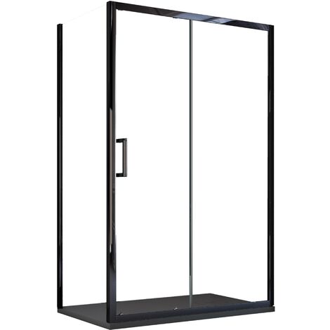 Box doccia due lati apertura scorrevole profili neri 6mm h195 agata, seleziona misura 75x140 (1/5)