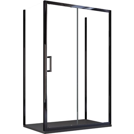 Box doccia tra lati porta scorrevole profili neri h195 6mm agata, seleziona misura 75x140x75 (1/3)