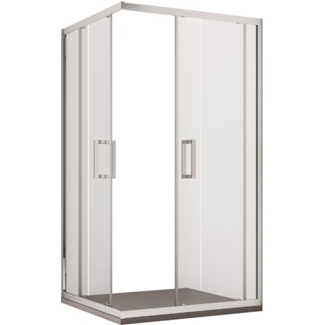 Box doccia angolare ante scorrevoli cristallo satinato opaco 6mm adry, misura 100x120 (1/5)