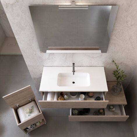 Mobile Bagno Sospeso 120 cm 'Persona' Cenere con lavabo decentrato